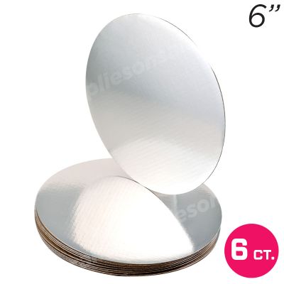 6" Silver Round Coated Cakeboard, 6 ct