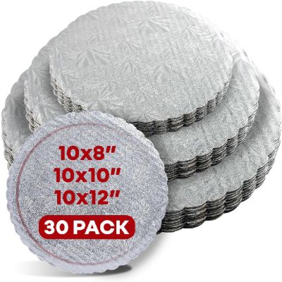 8"-10"-12" Silver Scalloped Edge Boards, 10 ct.