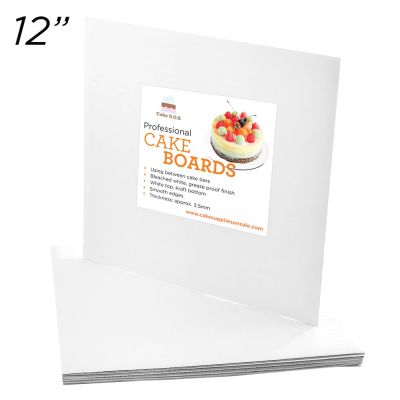 12" Square Coated Cakeboard, 25 ct