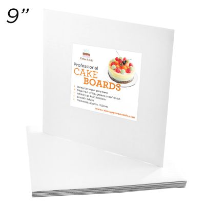 9" Square Coated Cakeboard, 25 ct