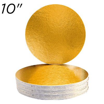 10" Gold Round Solid Cake Board 1.5 mm, 10 ct. 