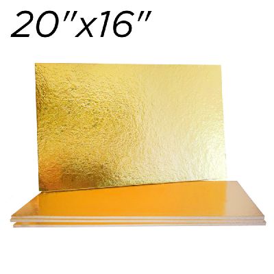 20"x16" Gold Solid Cake Board, Thin Drum 3 mm, 10 ct. 