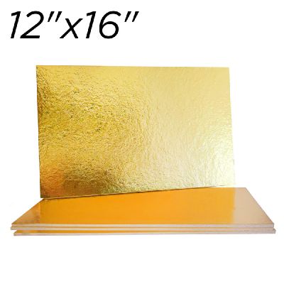 12"x16" Gold Solid Cake Board, Thin Drum 3 mm, 10 ct. 