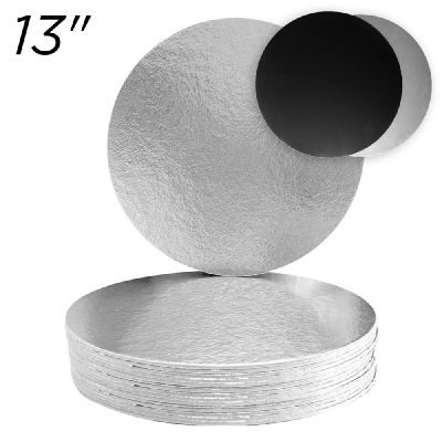 13" Silver/Black Solid Cake Board, Thin Drum 3 mm, 10 ct.