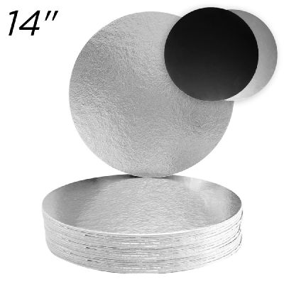 14" Silver/Black Solid Cake Board, Thin Drum 3 mm, 10 ct.