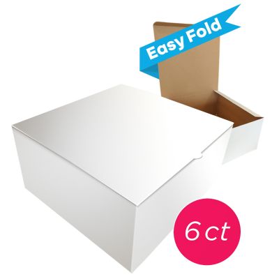 10x10x6 Easy Fold White/Brown Cake Box, 6 ct.